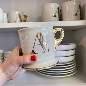 Anthropologie Monogrammed Letter A Mug in Gold or Black